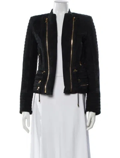Pre-owned Balmain Lambskin Striped Evening Jacket In Black