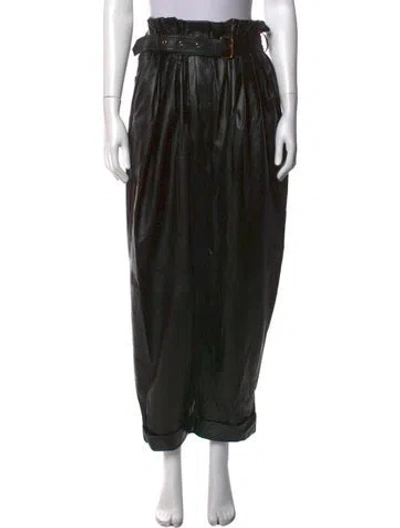 Pre-owned Balmain Lambskin Wide Leg Pants In Black