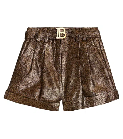 Balmain Kids' Lamé Shorts In Gold