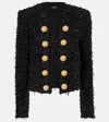 Balmain Black Lurex Tweed Blazer In Schwarz