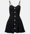 Balmain Chain-straps Polka Dot Tweed Mini Dress In Black