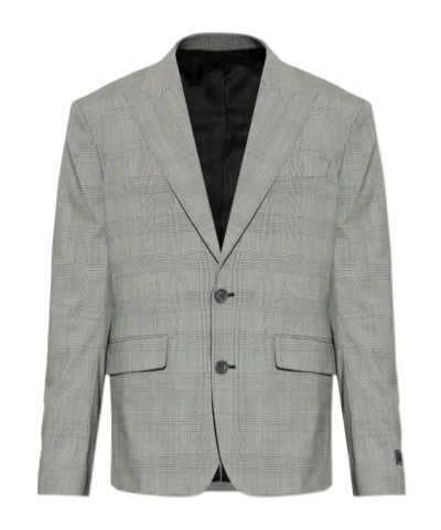 Balmain Lapel Collar Long-sleeved Blazer In Gray