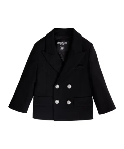 Balmain Lapel Long Sleeve Jacket In Black