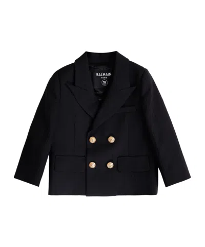 Balmain Lapel Long Sleeve Jacket In Black