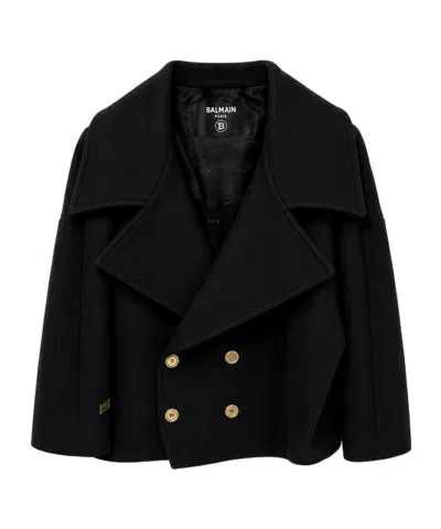 Balmain Lapel Long-sleeved Suit Jacket In Black