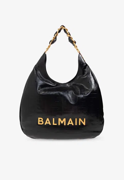 BALMAIN LARGE 1945 MOON LEATHER SHOULDER BAG