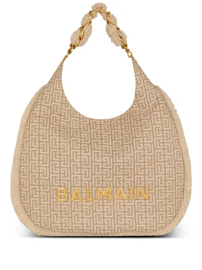 Balmain Large 1945 Shoulder Bag In Nude