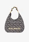 Balmain Large 1945 Soft Pb Monogram Jacquard Canvas Hobo Bag In Gray