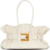 Balmain Large Anthem Leather Shoulder Bag In White