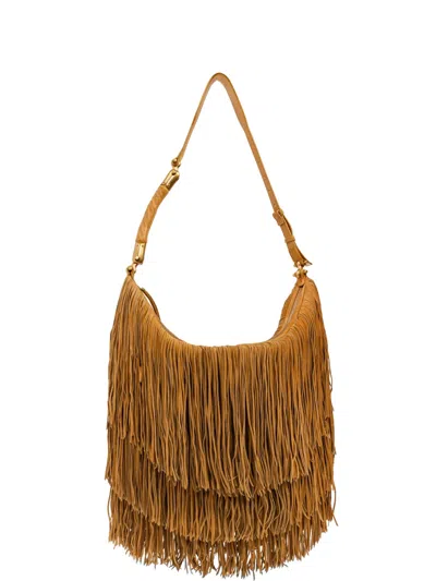 Balmain Large Fringe-trimmed Leather Tote Bag In Purple