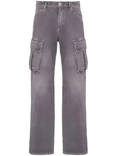Balmain Cargo Straight Trousers Belt Loops In Purple