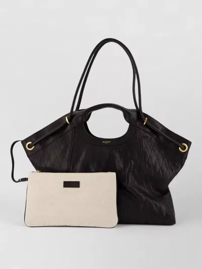 Balmain Large Tote Bag Lambskin Gold Hardware In Black
