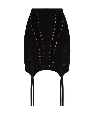 BALMAIN BALMAIN GARTER DETAILED SHORT KNIT SKIRT