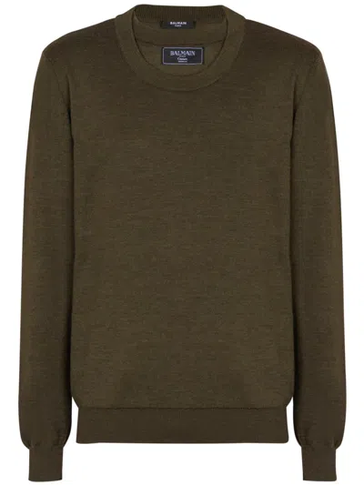 Balmain Layered-detail Sweater In Green