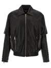 Balmain Quilted Sleeves Ribbed Hem Side Zip In Black