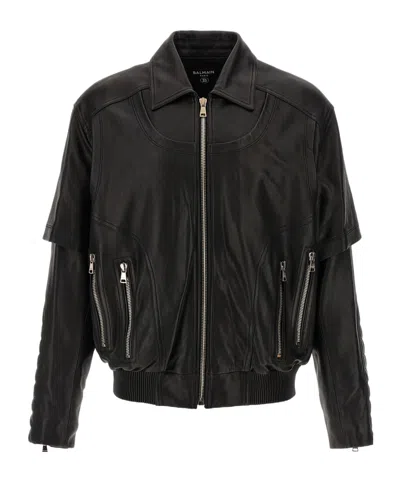 BALMAIN BALMAIN LAYERED LEATHER JACKET
