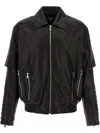 Balmain Quilted Sleeves Ribbed Hem Side Zip In Black