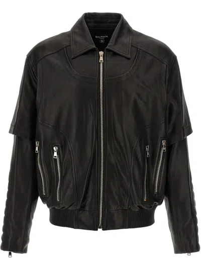 BALMAIN LAYERED LEATHER JACKET