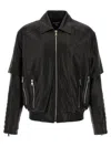 Balmain Quilted Sleeves Ribbed Hem Side Zip In Black