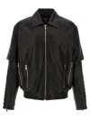 Balmain Quilted Sleeves Ribbed Hem Side Zip In Black