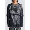 Balmain Leather Trompe L'œil Ls T-shirt In 0pa Black