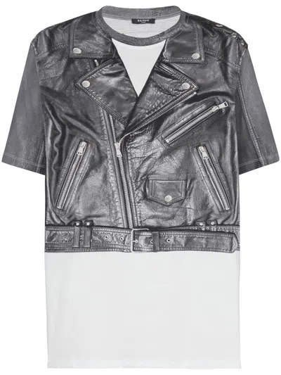 Balmain Loose Fit Short Sleeve T-shirt For Men In Black