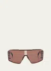Balmain Le Masque Oversized D-frame Gold-tone And Acetate Sunglasses In Rse-brn