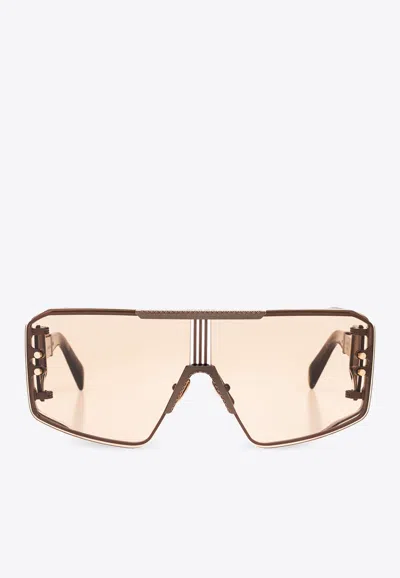 Balmain Le Masque Shield Sunglasses In Brown