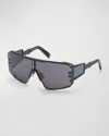 Balmain Eyewear Shield Frame Sunglasses In Blk-blk