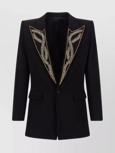 BALMAIN LEAF DESIGN EMBROIDERED BLAZER