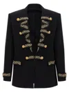 Balmain Blazer With Leaf Embroidery And Gold Buttons In Black