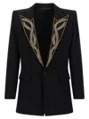 Balmain Leaf Design Embroidered Blazer In Black