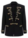 Balmain Blazer With Leaf Embroidery And Gold Buttons In Black