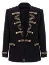 Balmain Blazer With Leaf Embroidery And Gold Buttons In Black