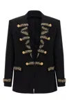 Balmain Blazer With Leaf Embroidery And Gold Buttons In Black