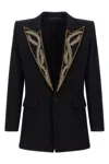 Balmain Leaf Design Embroidered Blazer In Black