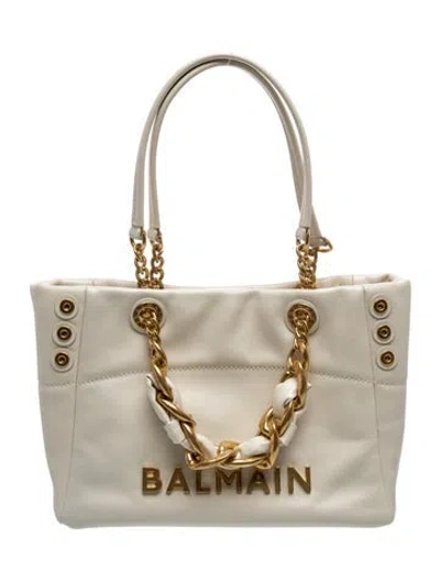 Pre-owned Balmain Leather 19 Small W/ Tags In Neutral
