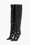 Balmain Leather Alma Boots With Jewel Buttons In Black