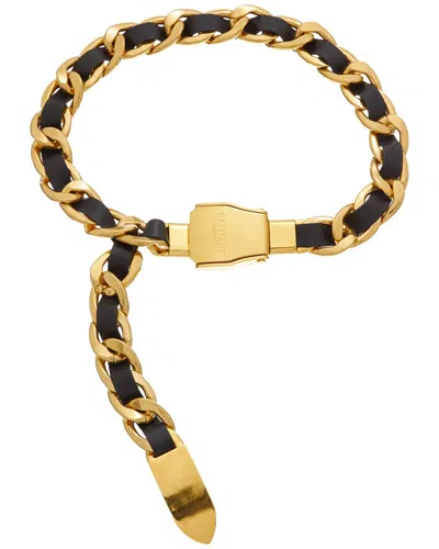 Balmain Leather & Metal Belt In Gold