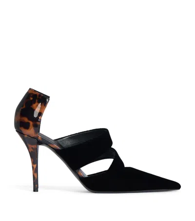 Balmain Leather And Velvet Pumps In Black