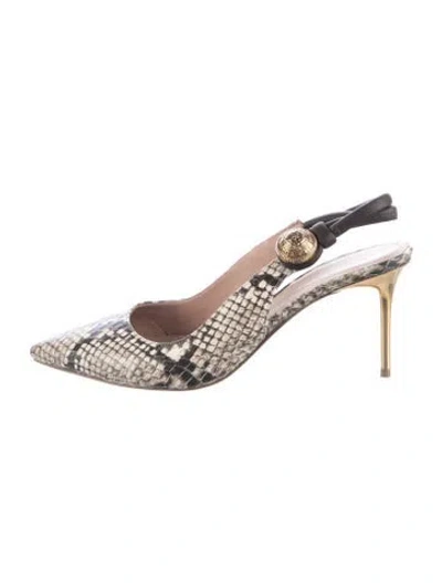 Pre-owned Balmain Leather Animal Print Slingback Pumps In Multicolor