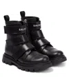 Balmain Leather Ankle Boots In Black/white