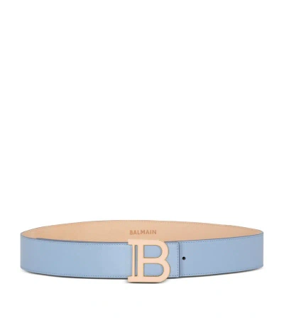 Balmain Leather B-belt In Blue