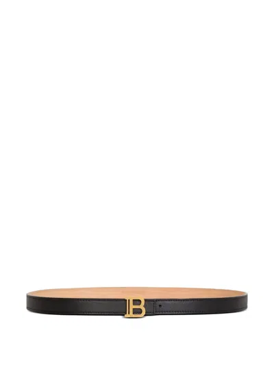 Balmain Leather B-buckle Belt In Metallic