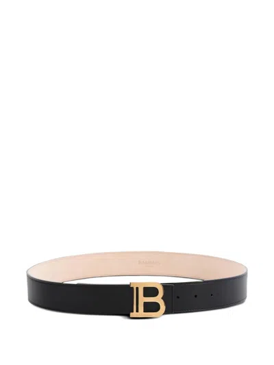 Balmain Leather B-buckle Belt In Black