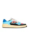 Balmain Blue & Red Calfskin B-court Flip Prince Gyasi Print Sneakers In Blue