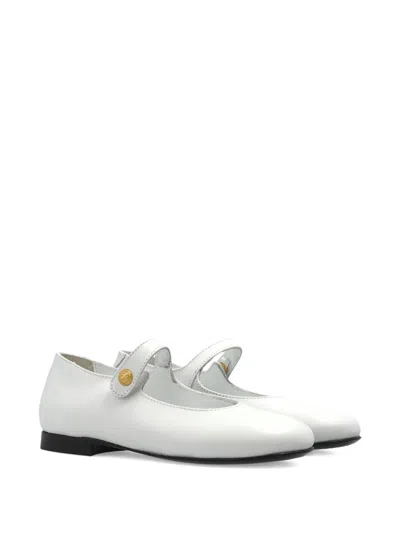 Balmain Kids' Leather Ballet Flats In White
