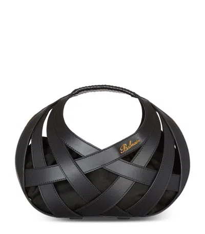 Balmain Leather Basket Top-handle Bag In Black