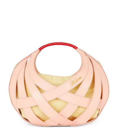 BALMAIN LEATHER BASKET TOP-HANDLE BAG