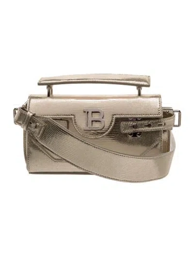 Pre-owned Balmain Leather B-buzz Crossbody Bag 19 In Gold